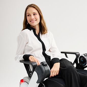 Women's Nine West Adaptive Drapey Satin Magnetic Closure Long Sleeve Shirt