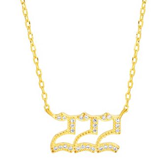 Paige Harper 14k Gold Plated Cubic Zirconia Angel Number 222 "Alignment" Necklace
