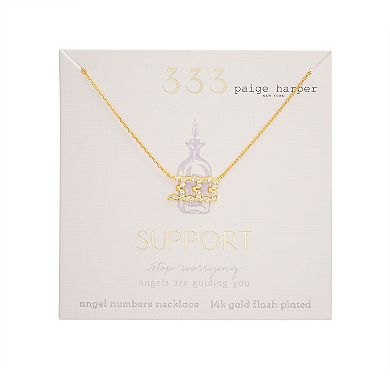 Paige Harper 14k Gold Plated Cubic Zirconia Angel Number 333 "Support" Necklace