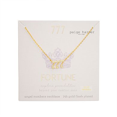 Paige Harper 14k Gold Plated Cubic Zirconia Angel Number 777 "Fortune" Necklace