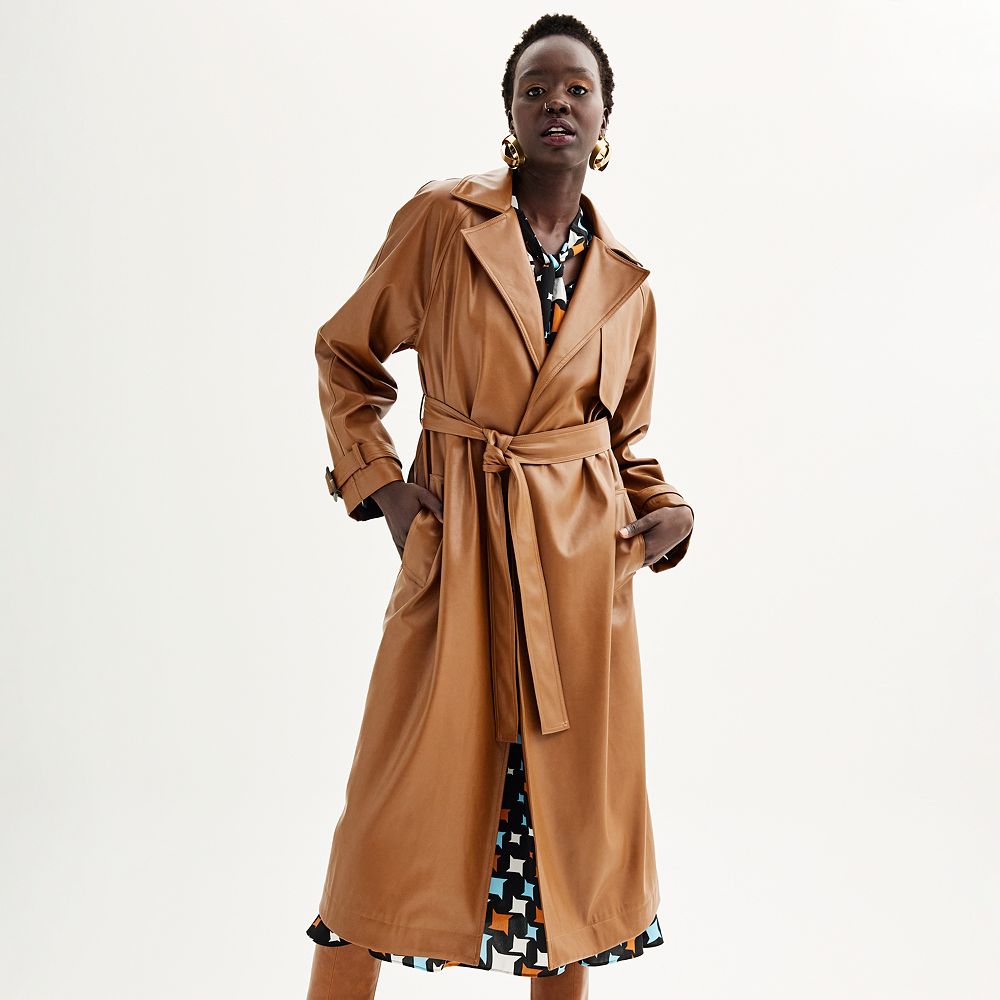 Nine West Aqua Plaid Trench Coat (Size S/M)