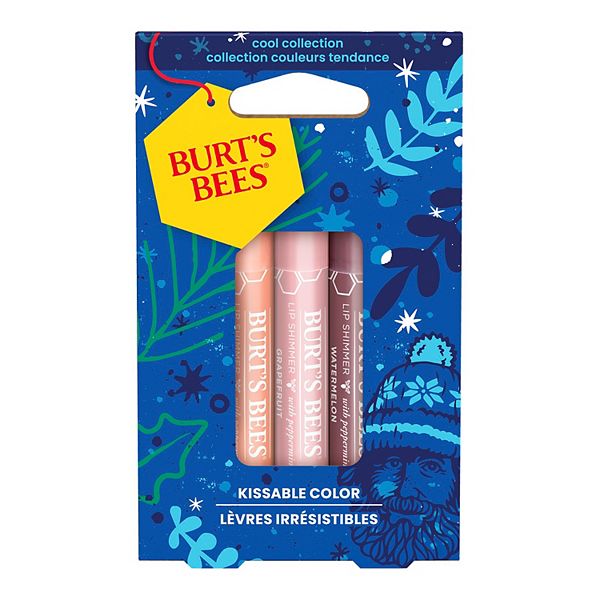 Burt's Bees Kissable Color Holiday Gift Set Cool Collection 3 Lip Shimmers in Watermelon