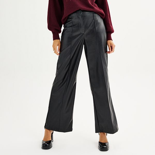 Women's Nine West Pleated Faux Leather Trouser