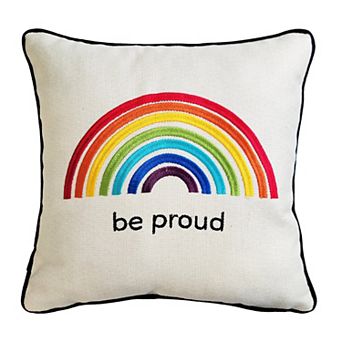 Edie@Home "be proud" Rainbow Decorative Throw Pillow