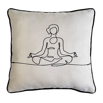 Edie@Home Namaste Linework Embroidered Decorative Throw Pillow