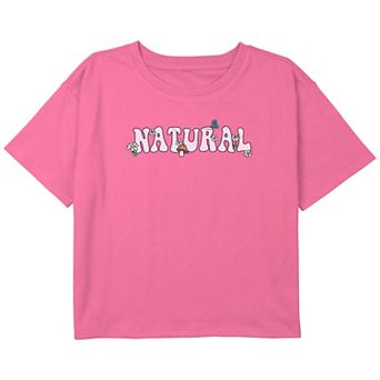 Girls 7-16 Natural Vintage Typography Boxy Cropped Graphic Tee