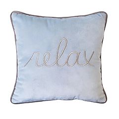 Edie@Home Indoor and Outdoor Light Blue Raffia Geometric Embroidery Lumbar 13 in. x 21 in. Decorative-Pillow