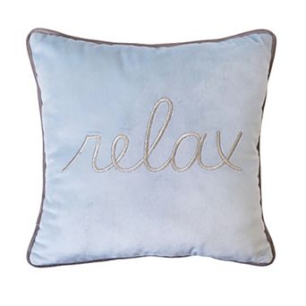 Edie@Home 'Relax' Embroidered Decorative Pillow