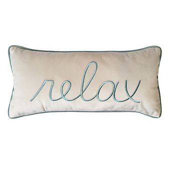Edie@Home 'Relax' Embroidered Decorative Pillow