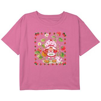 Girls 7-16 Strawberry Shortcake Frame And Happy Cat Boxy Crop Graphic Tee