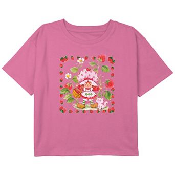 Girls 7-16 Strawberry Shortcake Frame And Happy Cat Boxy Crop Graphic Tee