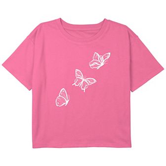 Girls 7-16 Peaceful Butterflies Boxy Crop Graphic Tee