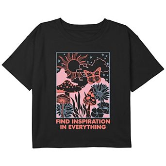 Girls 7-16 Find Inspiration In Everything Boxy Crop Graphic Tee