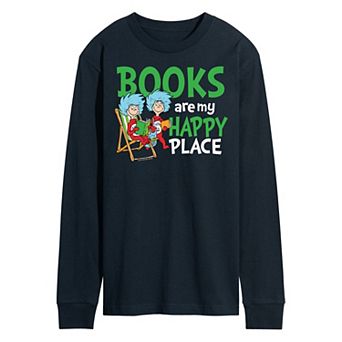 Men's Dr Seuss Books Are My Happy Place Long Sleeve Graphic Tee