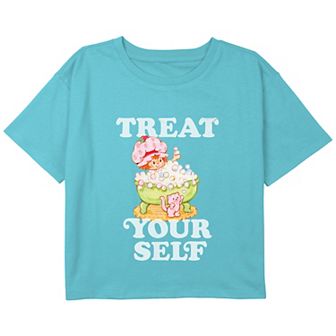 Girls 7-16 Strawberry Shortcake Treat Yourself Well Boxy Crop Graphic Tee