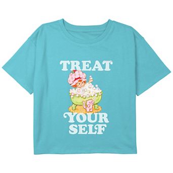 Girls 7-16 Strawberry Shortcake Treat Yourself Well Boxy Crop Graphic Tee