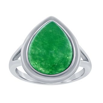 Argento Bella Stirling Silver Pear-Shaped Green Quartz Ring