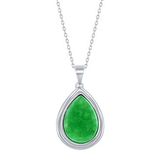 Argento Bella Sterling Silver Green Quartz Pear-Shaped Pendant Necklace