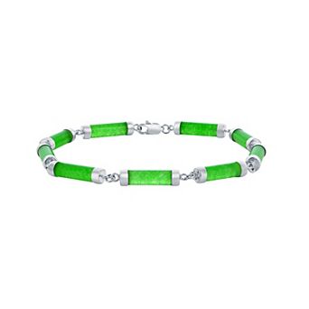 Argento Bella Sterling Silver Green Quartz Cylinder Link Bracelet