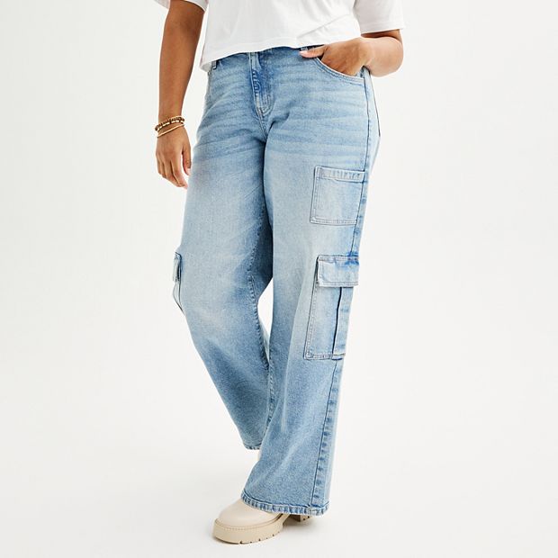 Wide-Leg Distressed Jeans