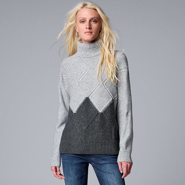 Women's Simply Vera Vera Wang Argyle Color Block Pullover Sweater