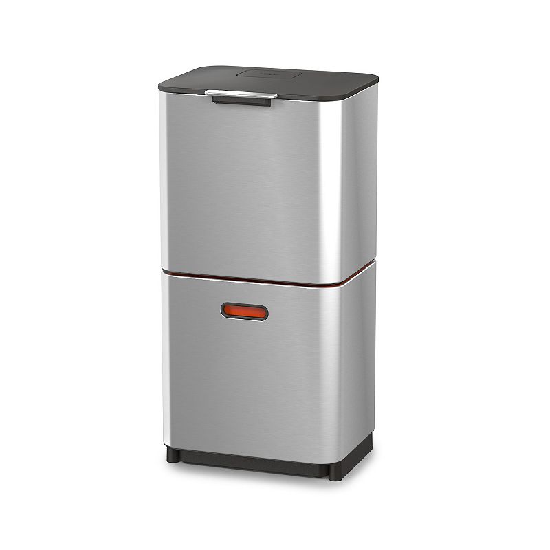 Joseph Joseph Totem 60L Dual Trash Can and Recycle Bin Stainless: Kitchen Recycling Bin, Removable Inner Bucket, Silver