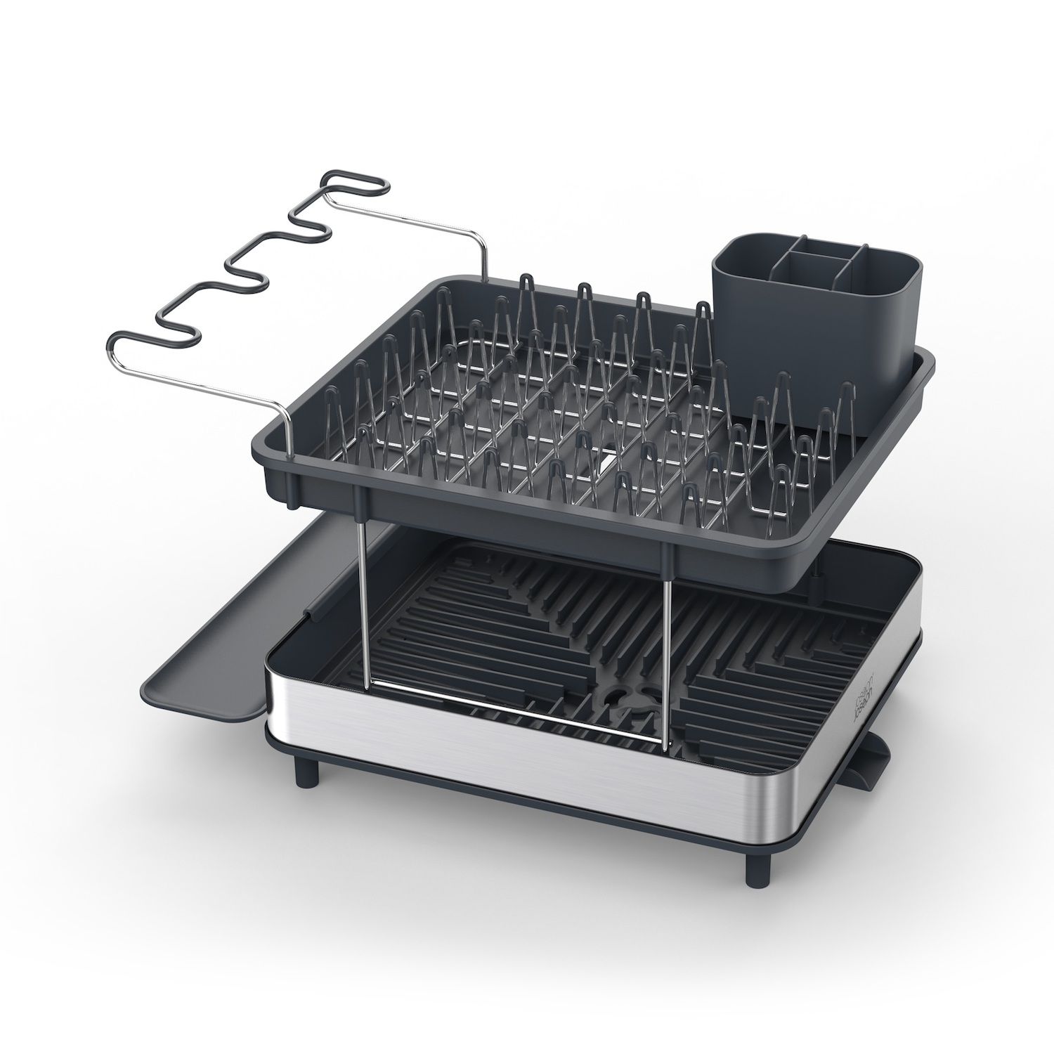 Mega Chef Dish Rack with 14 Plate Positioners and a Detachable Utensil Holder, Black