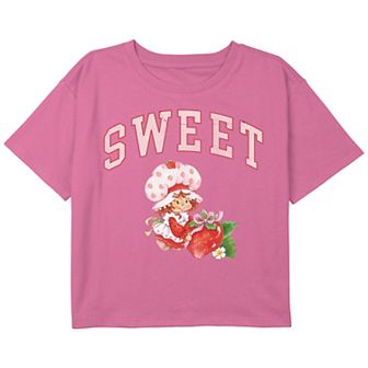 Girls 7-16 Strawberry Shortcake "Sweet" Boxy Cropped Graphic Tee