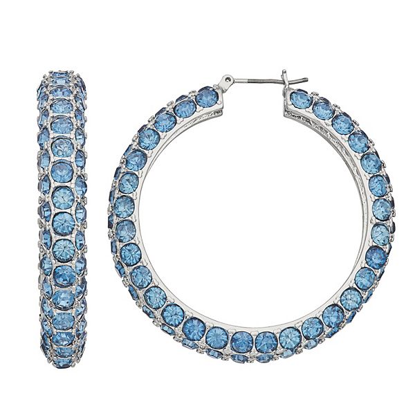 Simply Vera Vera Wang Blue Rhinestone Hoop Earrings