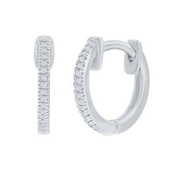 Divine Gold Sterling Silver Huggie Diamond Earrings