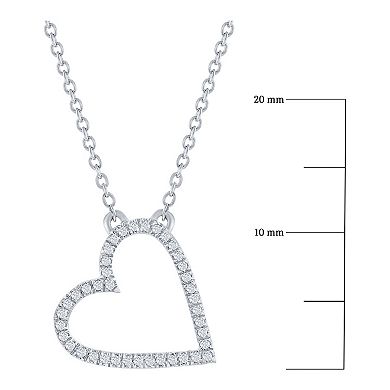 Divine Gold Sterling Silver Open Heart Diamond Necklace