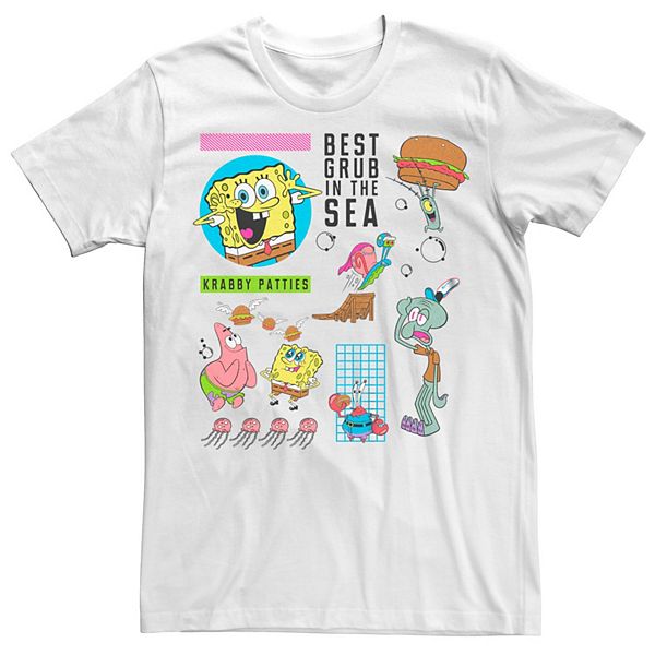 Big And Tall Spongebob Squarepants Krabby Patties Best Grub In The Sea Graphic Tee 9897