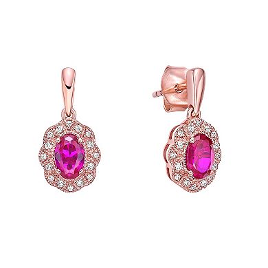 Gemminded 10k Rose Gold, Ruby & 1/10 Carat T.W. Diamond Earrings