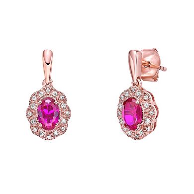 Gemminded 10k Rose Gold, Ruby & 1/10 Carat T.W. Diamond Earrings