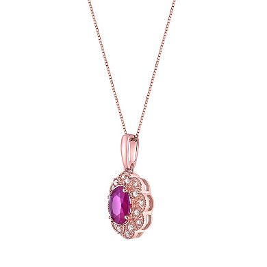 Gemminded 10k Rose Gold, Ruby & Diamond Accent Pendant Necklace