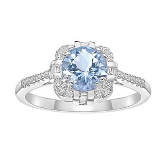 Gemminded 10k White Gold, Aquamarine & 1/4 Carat T.W. Diamond Ring