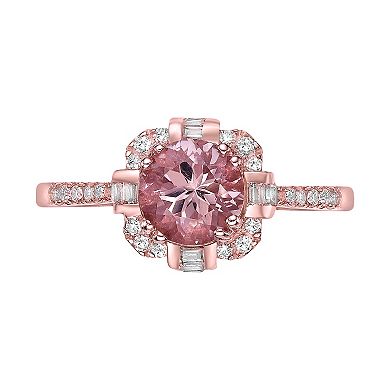 Gemminded 10k Rose Gold, Morganite & 1/4 Carat T.W. Diamond Ring