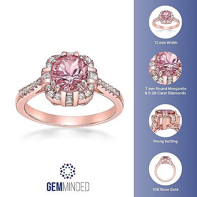 Gemminded 10k Rose Gold, Morganite & 1/4 Carat T.W. Diamond Ring