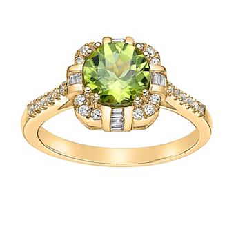 Gemminded 10k Gold, Peridot & 1/4 Carat T.W. Diamond Ring