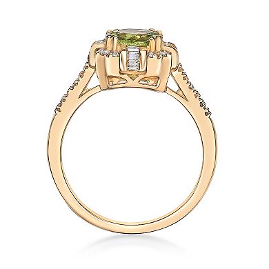 Gemminded 10k Gold, Peridot & 1/4 Carat T.W. Diamond Ring