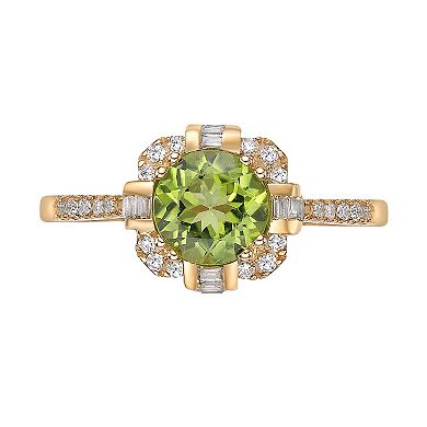 Gemminded 10k Gold, Peridot & 1/4 Carat T.W. Diamond Ring