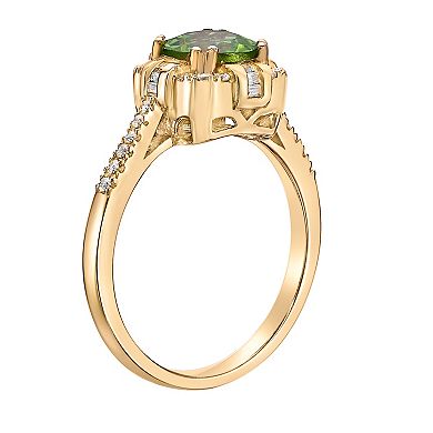 Gemminded 10k Gold, Peridot & 1/4 Carat T.W. Diamond Ring