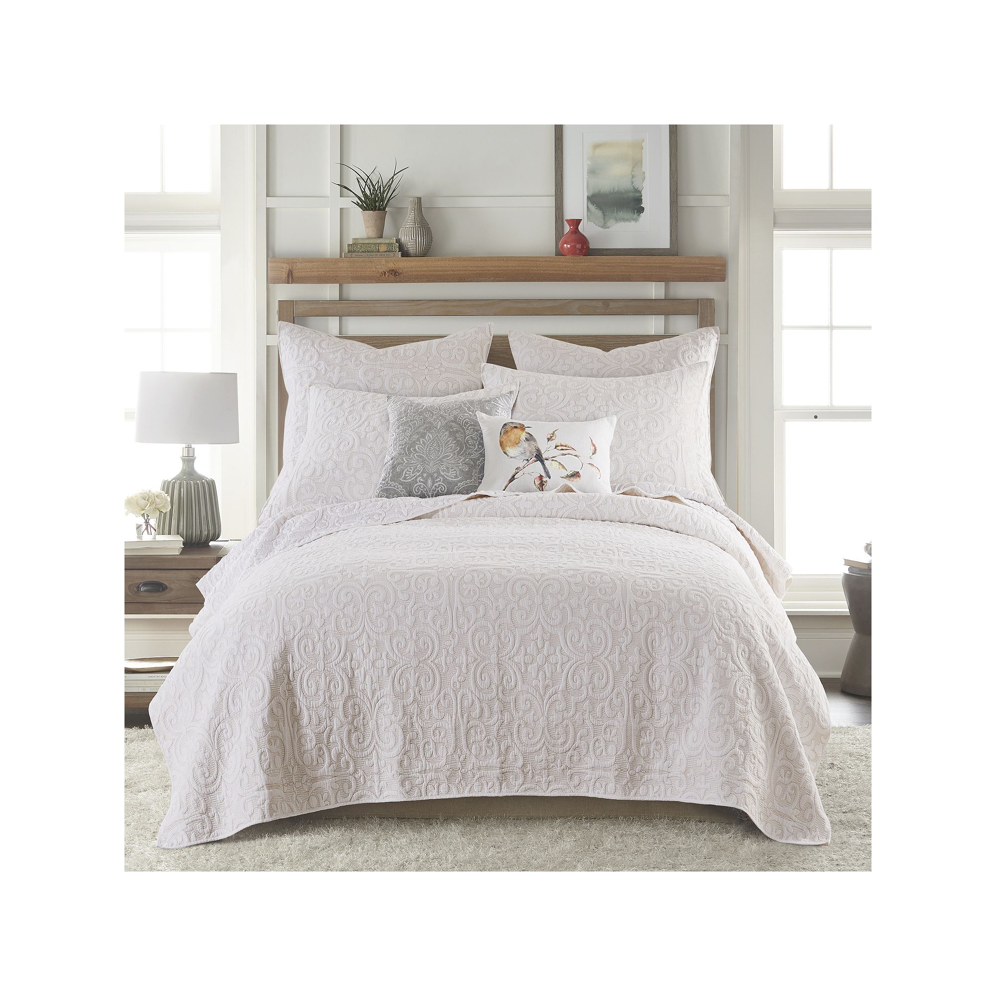 Levtex Home Sherbourne Black Stitch Quilt or Shams, Beige Khaki