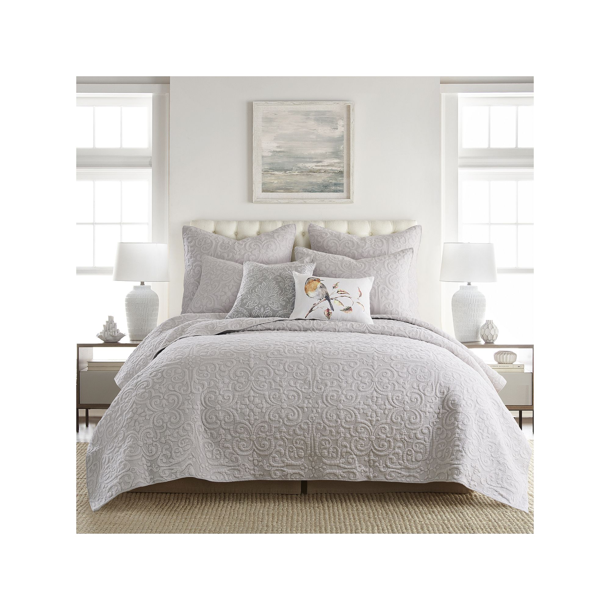 Levtex Home Sherbourne Black Stitch Quilt or Shams, Gray