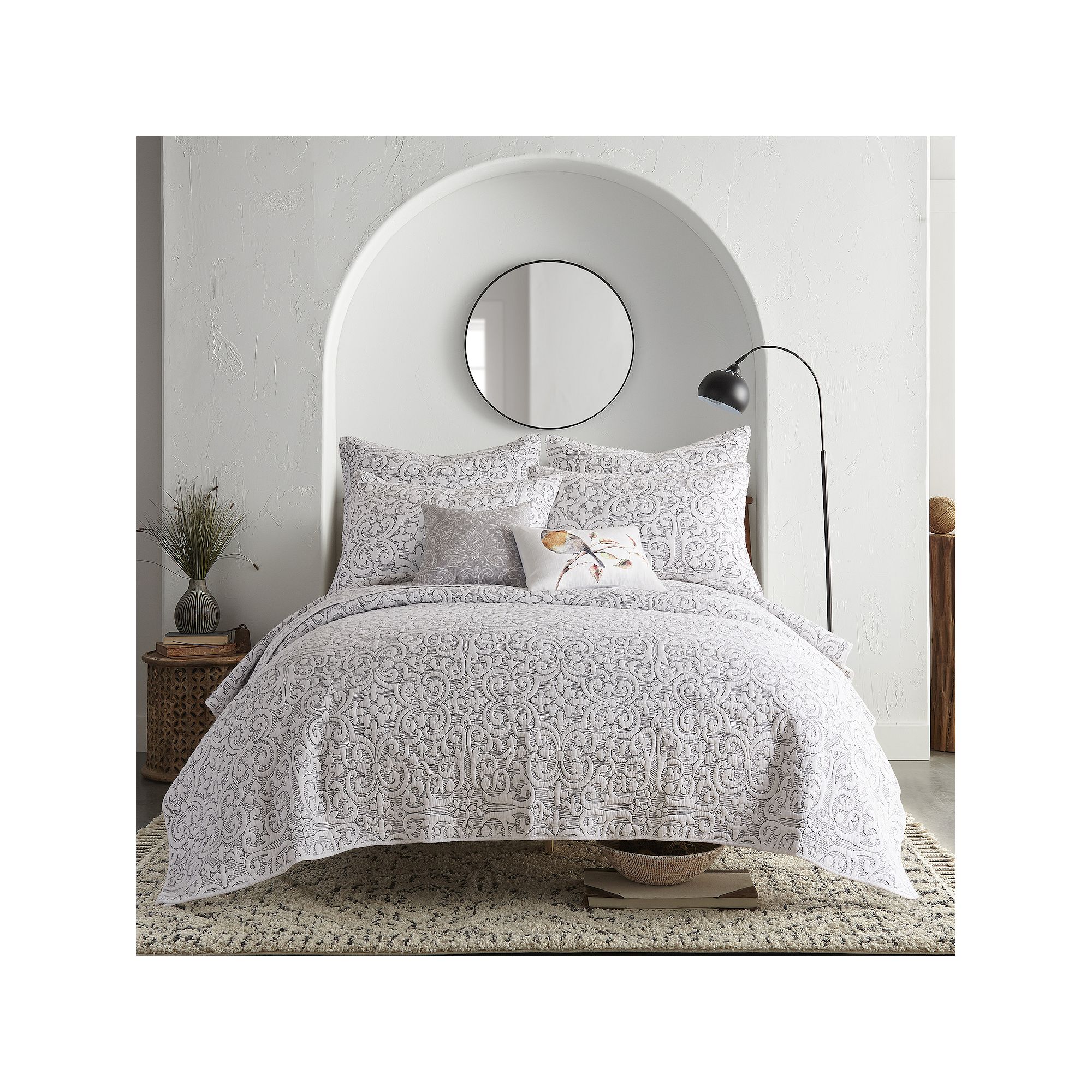 Levtex Home Sherbourne Black Stitch Quilt or Shams, White