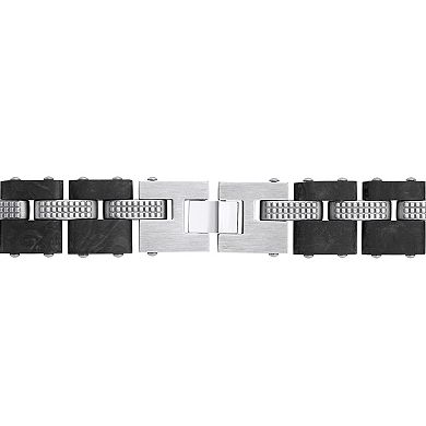 Celebration Gems Men's Two-Tone Stainless Steel & Carbon Fiber Cubic Zirconia Bracelet