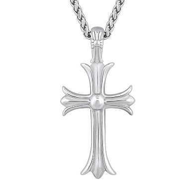 Men's Stainless Steel Cubic Zirconia Cross Pendant Necklace