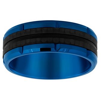 Celebration Gems Blue Ion-Plated Stainless Steel & Carbon Fiber Men's Wedding Band