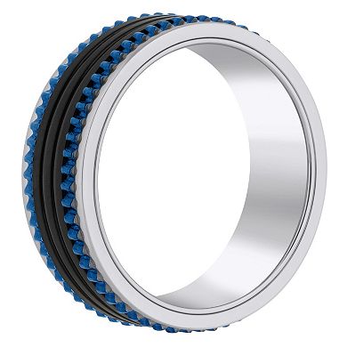 Celebration Gems Blue & Black Ion-Plated Stainless Steel Men's Wedding Band