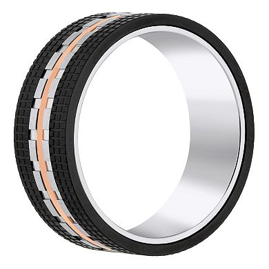 Celebration Gems Rose & Black Ion-Plated Stainless Steel Men's Wedding Band